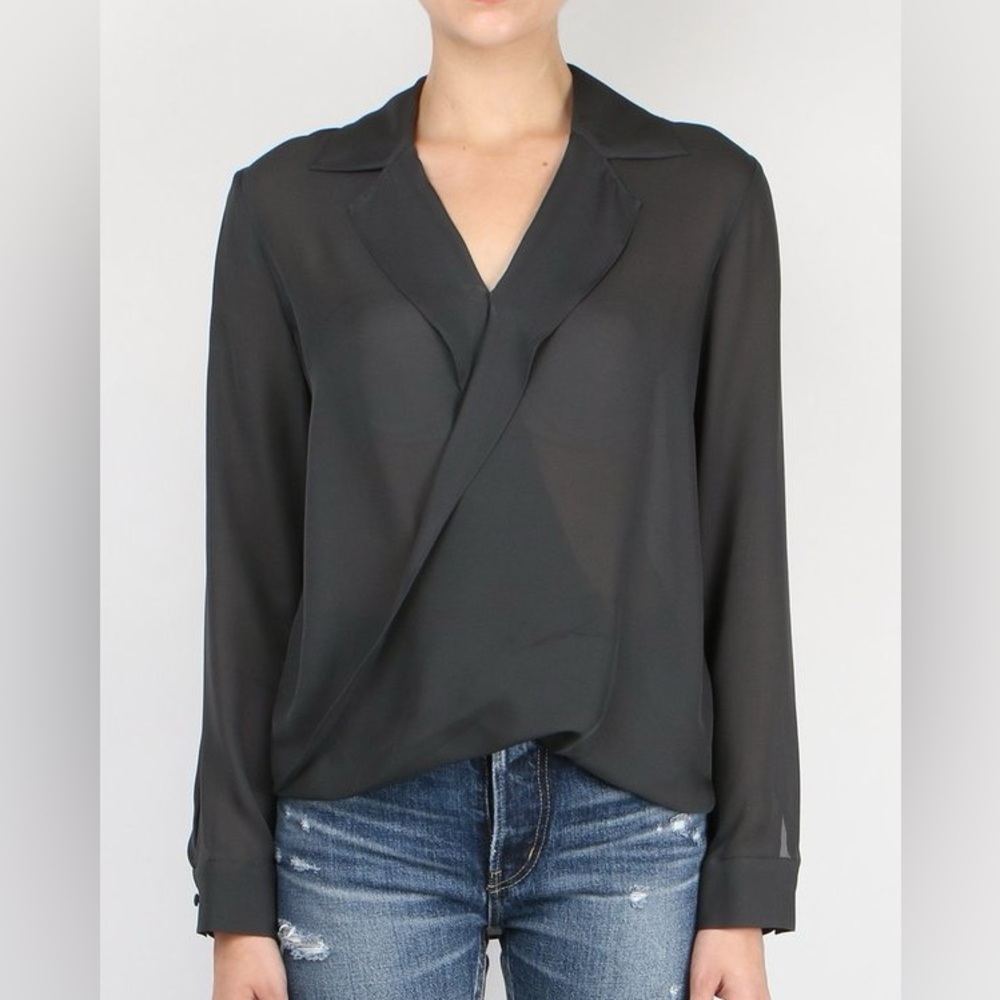 Forever 21 Faux wrap Blouse in Charcoal